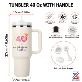 ZUNEZX Happy 40th Birthday Decorations Gifts For Woman - 40 Year Old Birthday Gifts Idea For Women, Her, Mom - 1984 Birthday Gifts For Women - Turning 40 Gifts For Women - Forty Birthday Tumbler 40oz