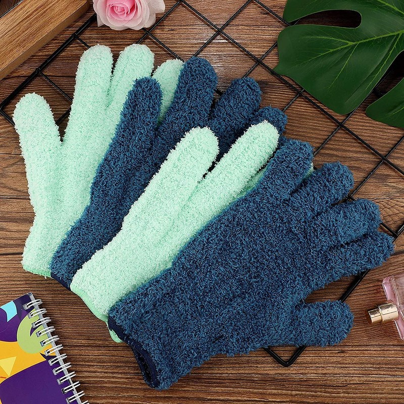 2 Pairs Microfiber Gloves for Plants Auto Dusting Gloves Washable