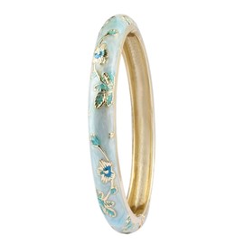 DLYFNVEV Flower Bracelet Gold Plated Bangle Vintage For Women Cloisonne Cuff Floral Chinoiserie Elegant Vibrant Ethnic Colorful Charm Summer Best Friend Mom Sister Jewelry GiftsGreen Blue