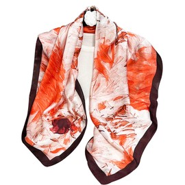Hioyiwse Head Scarf For Women Hair Bandana 35" Large Square Satin Wrap Sleeping Neck Silk Satin Hair Scarves Lightweight, F28-orange Painting（35*35inch）, 35