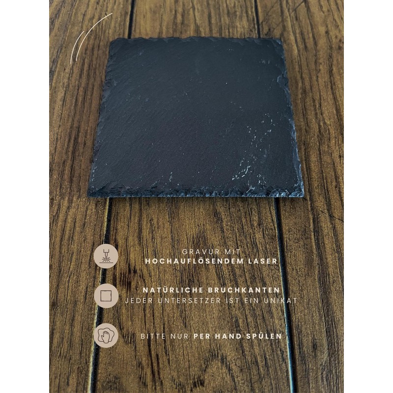 Slate Coaster Set (4 Pieces) for Gin with Gin Sayings