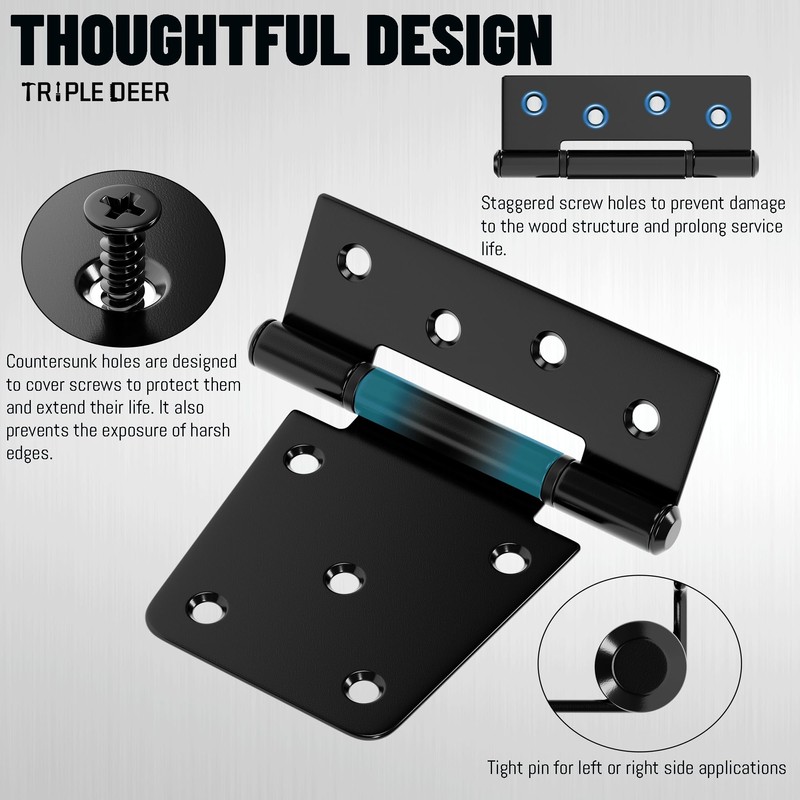 TRIPLE DEER 3.5 Inch Heavy Duty Gate Hinges, Extra Thick