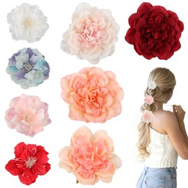 Xbessc 8 Stück Haarklammer Blume Mehrfarbig Blumenhaarklammern Pfingstrose Kamelie Haarclips Mädchen Haarspangen Damen Haarspange Haarklammern Blumen Flower Hair Clip für Party Hochzeit Strand Urlaub