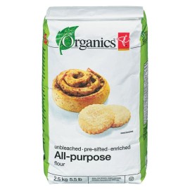 Loblaws Inc. PC Organics Unbleached All-Purpose Flour 2.5kg/5.5 lbs. {Imported from Canada}