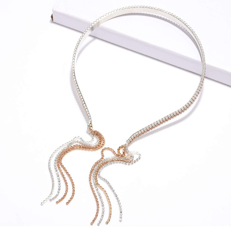 CENAPOG - Diadema de metal con borlas brillantes (dorado)