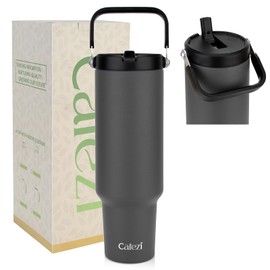 Cafezi 50 oz Tumbler with Handle and Straw, Stainless Steel Water Bottles with Flip Straw and Top Handle, Leak Proof, Fits in Cup Holder, Vacuum Insulated Water Bottle for Home, Office, Hiking, Car