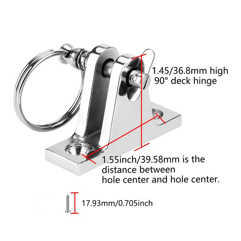 TINGZHIGO Bimini Top Deck Hinge with Quick Release pin, Bimini