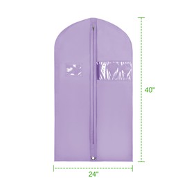 KEEGH 40" Suit Bags for Closet Storage (Set of 6) Garment Bags for Hanging Clothes Suit Cover Bags for Suits Coats Dress with Zipper and Transparent Window, Purple