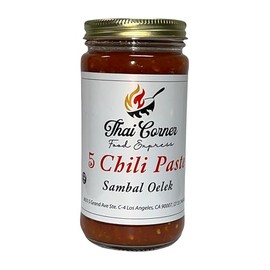 Generic Thai Corner Food Express 5 Chili Paste Sambal Oelek, 8 oz & 12 oz, glass bottles, 100% vegan & gluten free, extra spicy. (12 oz)