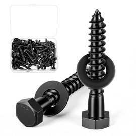 Zonon 50 Pcs 3/8" x 1-1/2" Hex Lag Bolts 304 Stainless Steel Black Lag Screws 50 Screws and 50 Washers Industrial/Commercial Grade