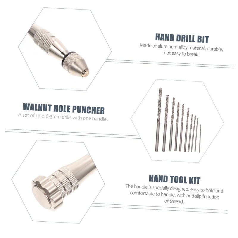 SHINEOFI 1Set Precision Hand Drill Bit Alloy Manual Punch Drill