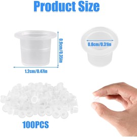 Tattoo Ink Cups - 100 Pieces Plastic Paint Containers, Small Ink Pigment Cups, Transparent Pigment Cups, Stable and Clean Tattoo Colour Caps, Ideal for Professionals and Hobby Tattoo Artists