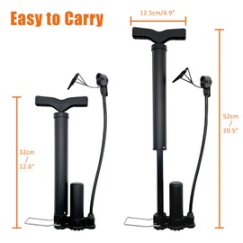 Portable Bike Floor Pump Bicycle Floor Tyre Inflator Schrader Presta Valve Mini Tyre Pump 120 PSI Bike Air Pump with Ball Needle for Road Mountain Bikes, Balls