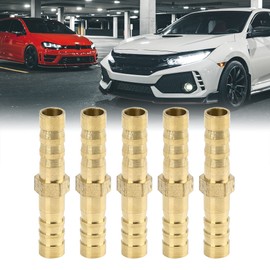 X AUTOHAUX 6mm Brass Barb Hose Fitting Straight Joiner for Air Water Oil 5pcs