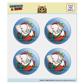 White Elephant in Present Gift Box Holiday Christmas Puffy Bubble Dome Scrapbooking Crafting Sticker Set