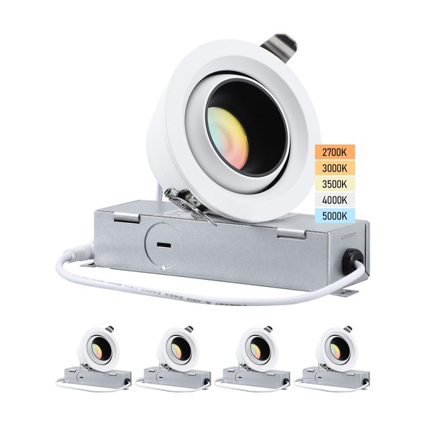 TORCHSTAR 3 Inch Gimbal Recessed Light, 5CCT Anti-Glare Narrow Frame