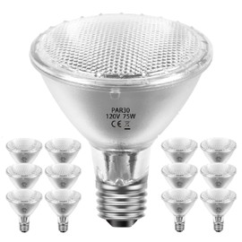 Jaenmsa Par30 Halogen 75 Watt Flood Light Bulbs 120V,Par30 Long Neck Halogen Bulbs 12 Pack,E26 Base Dimmable 2700K Soft White Halogen Light Bulb for 5-6in Recessed/Ceiling Cans/Accent/Tracking Lights
