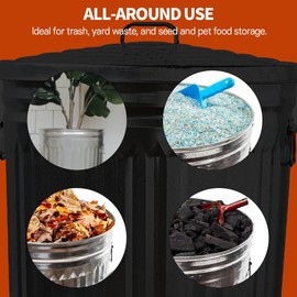 UBACKS 20 Gallon Galvanized Trash Can, Metal Bucket with Lid (20 Gallon with Lid)