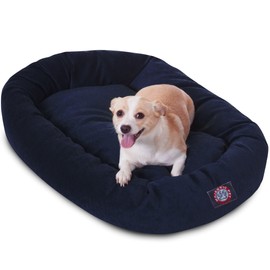 32 inch Navy Villa Collection Micro Velvet Bagel Dog Bed By Majestic Pet Products