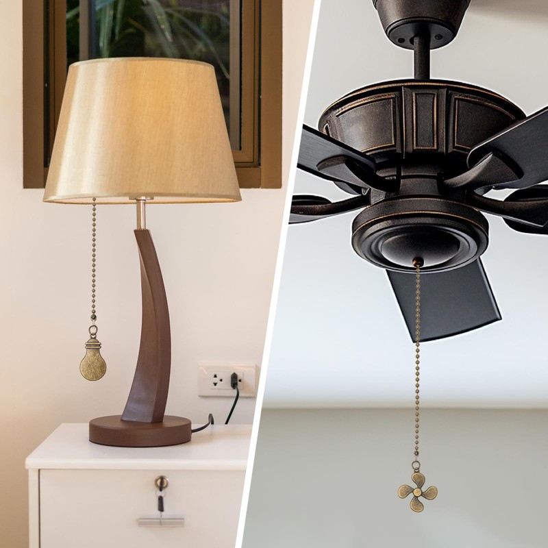 2 Pack Ceiling Fan Pull Chain Extender, 12 Inch Ceiling