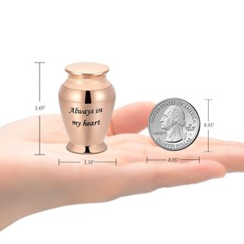 AIWENXI Cremation Urns for Human Ashes Mini Keepsake Urns for Ashes Stainless Steel Small Memorial Urn-Rose Gold