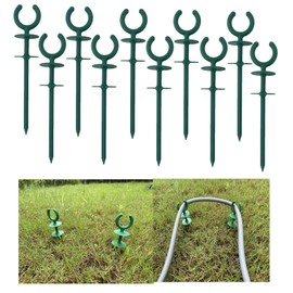 WIBBLESOX 20 Pcs Green Garden Hose Guide Stakes Holiday Lights Holder Light Duty High Toughness Plastic Nails Tools for Garden Yard Plant Protection (20)