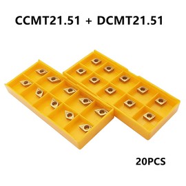 Zouzmin CCMT21.51 CCMT060204 DCMT21.51 DCMT070204 Carbide Turning Inserts,CCMT Insert DCMT Insert Mutilayer Coated Lathe Replacement Inserts for Lathe Turning Tool Holder Boring Bar,20 Pieces