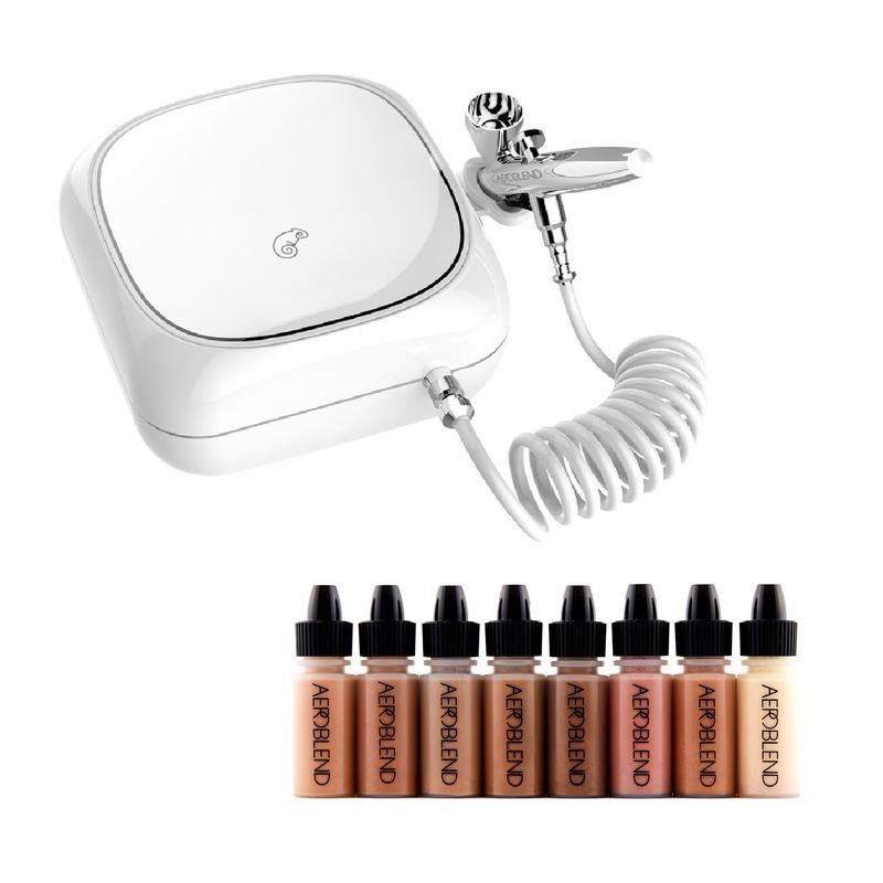 AEROBLEND Personal Airbrush Makeup Starter Kit - 10 piece set