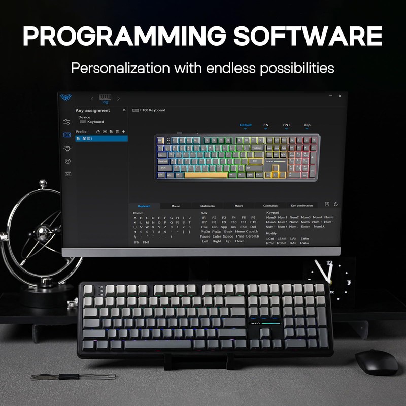 EPOMAKER Aula F108 Wireless Gaming Keyboard, Full Size Mechanical Keyboard