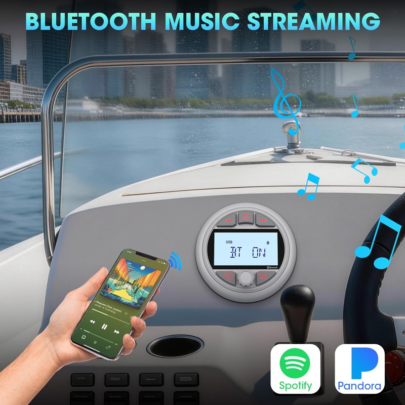 Bluetooth Marine Gauge Radio System: Waterproof Stereo Receiver for Boat