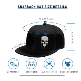 Horror Skull Hat Reaper Grim Snapback Hat for Men Women Black Adjustable Classic Adult Baseball Cap Trucker Dad Hat Flat Bill Hip Hop Cap for Men