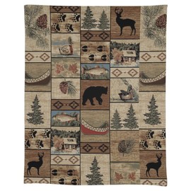 Retro Lodge Cabin Elk Waterproof Tablecloth - Rustic Cottage Country Style Theme - Decorative and Oil-Proof for Summer and Fall Holiday Party Table Cover Rectangle-55 x75