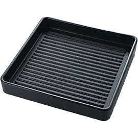Fukui Craft Japanese Serving Plate, ABS, Made in Japan, Dishwasher Safe, Square Meat Plate, Black (Uncoated), 6.3 inches (16 cm), For 1 Person