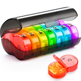 Pill Box 7 Days Morning Evening Pill Box 7 Days 2 Compartments Tablet Box 7 Days Large Compartments with 14 Extra Large Compartments for Week Portable Travel Tablets Organiser for Vitamin