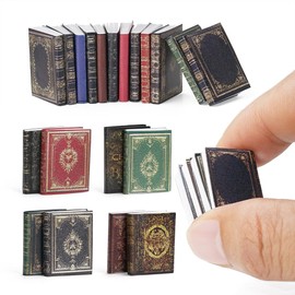Odoria Dollhouse Vintage Books Miniature: 24Pcs 1/12 Scale Victorian Notebooks for Antique Library Office - Mini Bulk Book Paper School Supplies for Craft, Style B