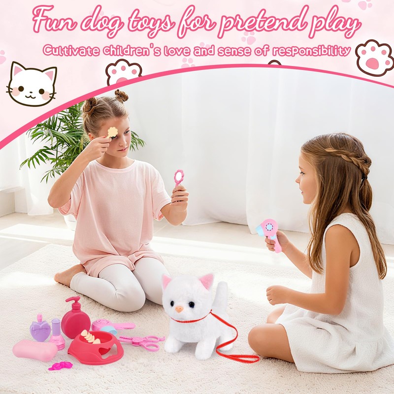 JIAJEGTGT Cat Plush,Walking Cat Plush Toys, Electronic Interactive Stuffed with