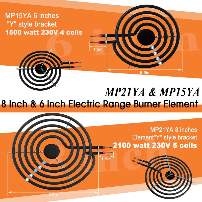 MP22YA Stove Elements Replacement and W10288051 Electric Stove Drip Pans
