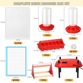Upgraded Brooder Box for Chick Starter Kit, Chicken Brooder Playpen with 12 * 12inch Brooder Heat Plate, Chicks Feeder & Waterer, Chick Perch Up to 25 Chicks,Duck,Quail
