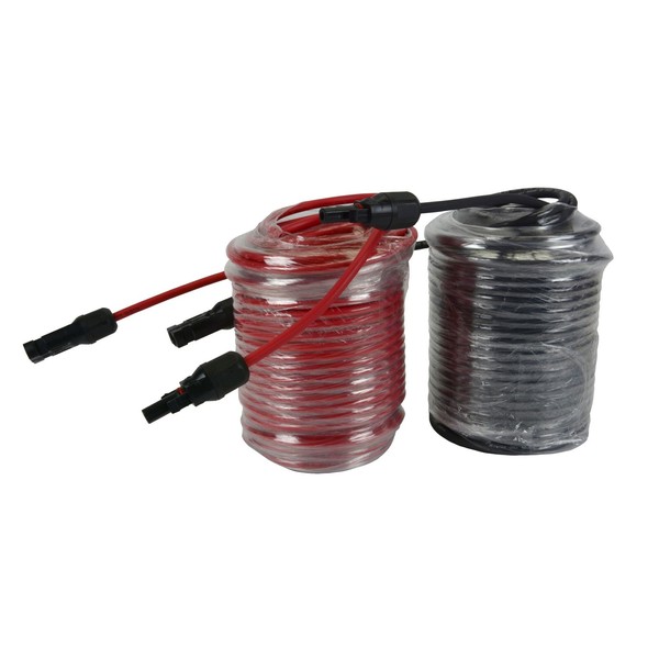 TEMCo 100' Red + 100' Black 10 AWG/Gauge Solar Panel Extension Cable with M/F Solar Connector Ends (Variety of Lengths Available)