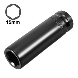 TOP-VIGOR 1/2 Drive by 15mm Deep Impact Socket 3.07" Length, 6-Point Metric Sizes Wrench Socket for Home Car Repairment