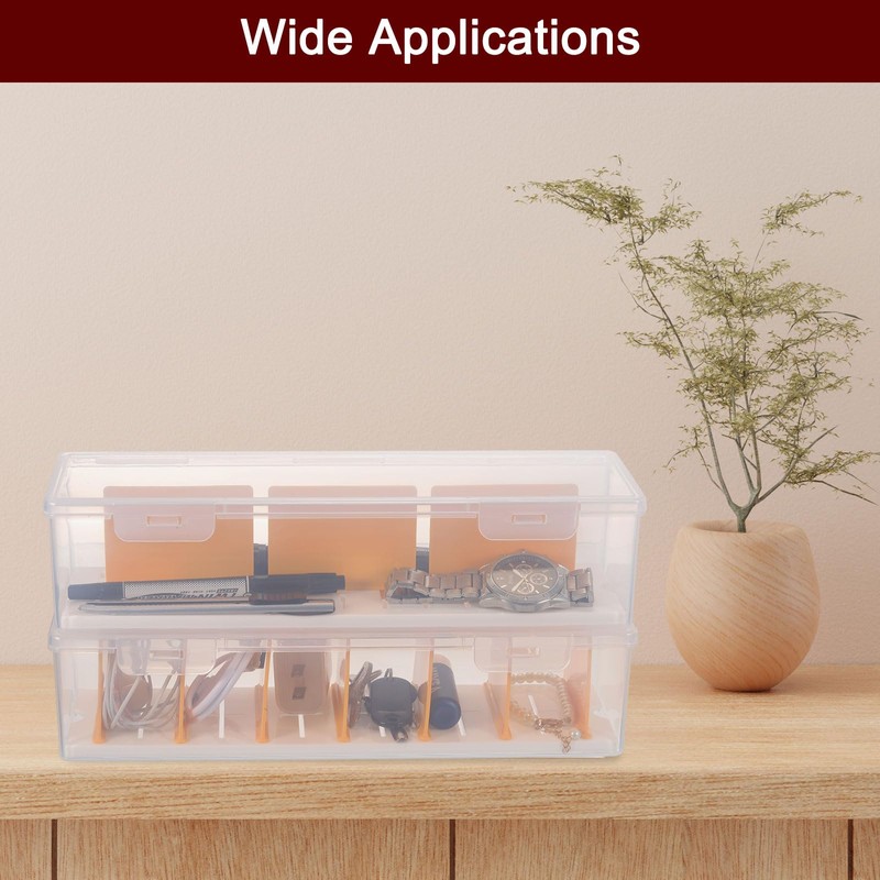 sourcing map Cable Storage Box with Compartments, Cable Organizer Transparent