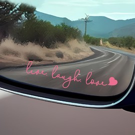 3X Live Laugh Love Car Decals, Rearview Mirror Decal, Car Mirror Accessories, Rearview Mirror Accessories, Laptop Decals, Mirror Decals, Car Stickers and Decals, Car Accessories for Women (Pink)