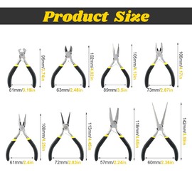 Mini Pliers Set, 8pcs Long Nose Pliers with Comfort Grip Handles for Making Crafts, Electronic Repairing & Jewelry, Multi Purpose Jewelry Making Tools, DIY Nippers Repair Tool Kit