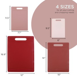 COOK WITH COLOR Non-Slip Cutting Board Set – Kitchen Essentials with Easy Grip Handle for Meat, Veggies, and Fruits, Set of 4, Rose