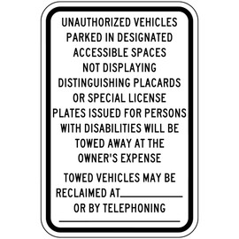 California Unauthorized Vehicles Will be Towed Sign State Accessible Parking Style 20794 Caution Metal Tin Sign 12x16 Inch for Safety
