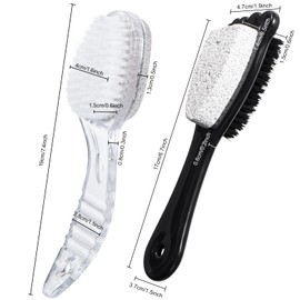 6 Packs Foot Pumice Stone Brush Callus Remover, Beomeen 2 in 1 Foot Shower Pedicure Scrubber with Handle, Foot File with Dense Bristles for Deep Cleansing and Exfoliation, Dry Skin Removal