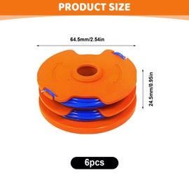 6Pcs Strimmer Spool for WX100 Set, Strimmer Parts for Qualcast GT25 GGT350A1 GT30 GGT450A1,Worx WG150 WG151,McGregor MET6032 MET4530, 1.62mm Double Line Autofeed Spools Trimmer Spool Replacement
