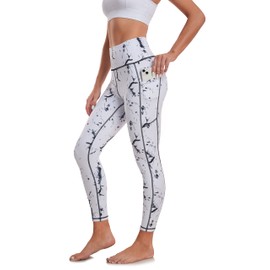 SEEMLY High Waisted Leggings with Pockets for Tummy Control | Breathable Yoga Pants Pack of 01, Marble, Large