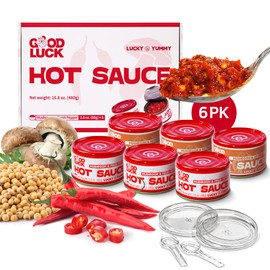GOOD LUCK Mushroom Hot Sauce, Spicy Chili Oil and Chili Paste with High-Grade Instant Mushroom Sauce, Chopped Chili Sauce,Fresh Pepper,Soybean,Garlic,6 Cans