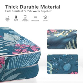 Porch Shield Outdoor Cushion Slipcovers Patio Chair Seat Cushion Covers Set 4 Waterproof Fade Resistant 24 x 24 x 4 inch, Palm Leaf